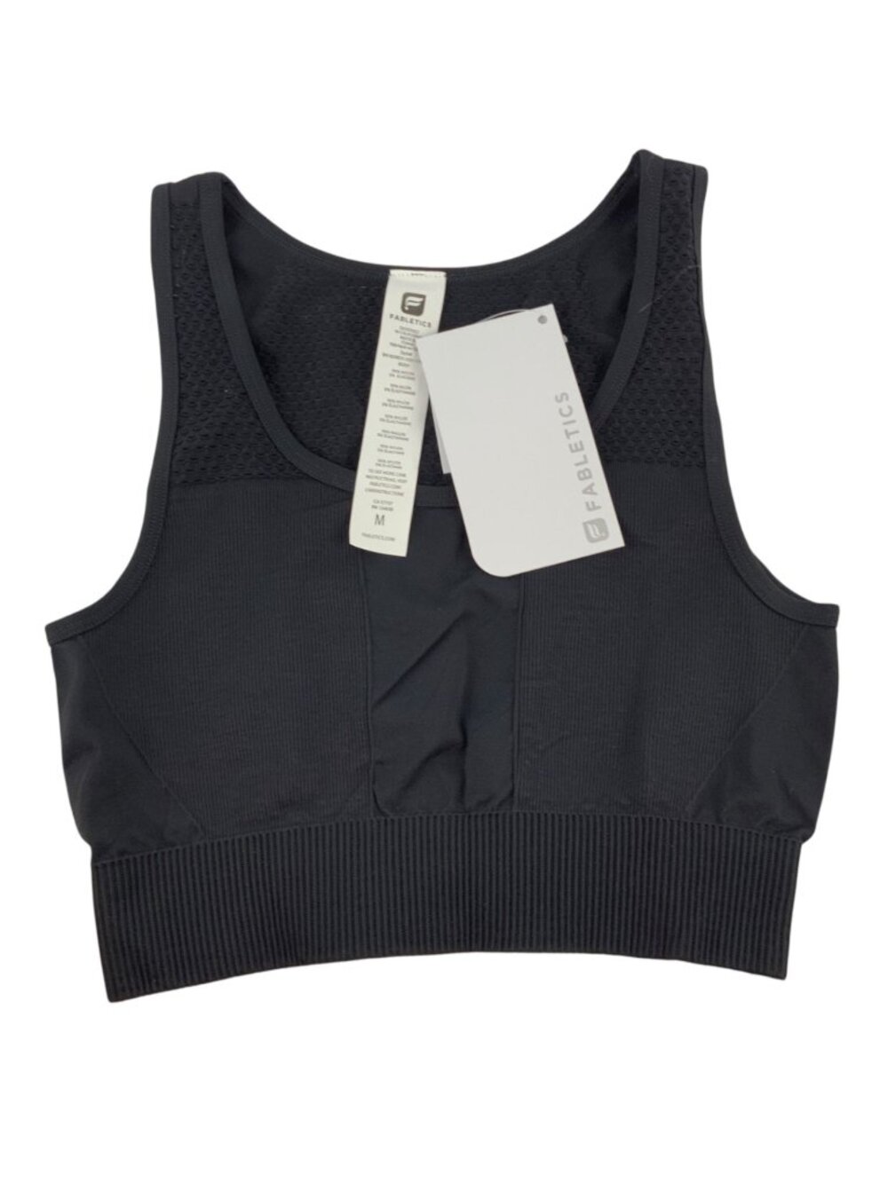 Fabletics Musetta Seamless Sports Bra Black Mesh Racerback Size Medium New
